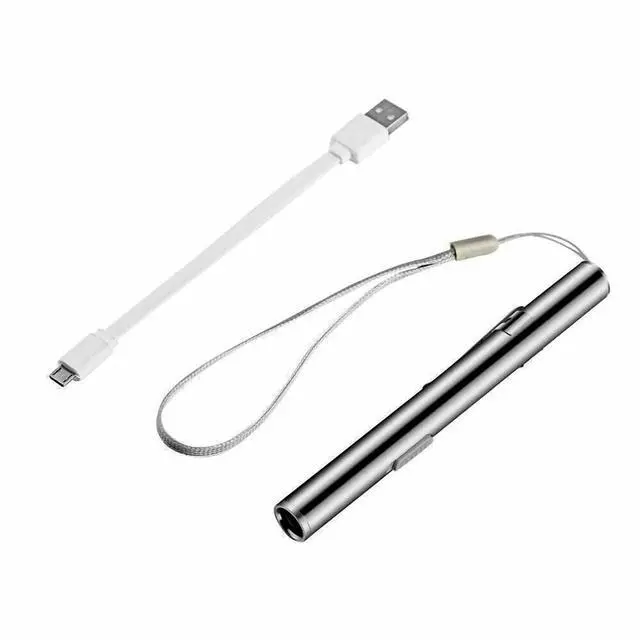 Main image of 5" LED USB Rechargeable Mini Tactical Flashlight Stainless Steel Torch Pen Light