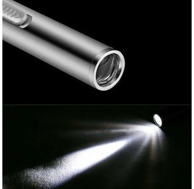 Alt view image 7 of 7 - 5" LED USB Rechargeable Mini Tactical Flashlight Stainless Steel Torch Pen Light