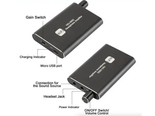 Alt view image 4 of 7 - 16-300 HIFI Headphone Amplifier Portable Earphone AMP 3.5mm w/ Audio USB Cable