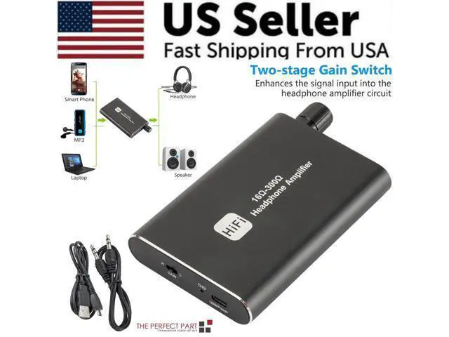 Alt view image 3 of 7 - 16-300 HIFI Headphone Amplifier Portable Earphone AMP 3.5mm w/ Audio USB Cable