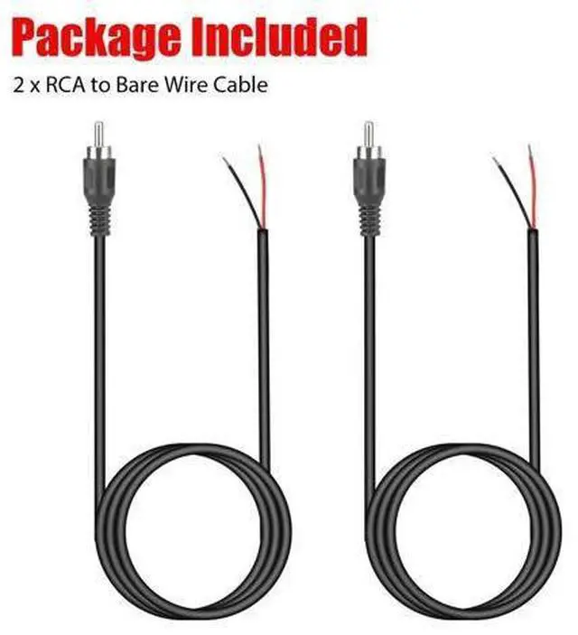 Alt view image 6 of 7 - 2-Pack 10 FT RCA Male Plug to Bare Wire Audio Speaker Subwoofer HDTV Cable Cord
