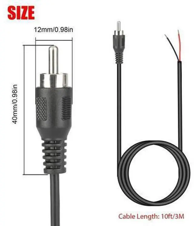 Alt view image 7 of 7 - 2-Pack 10 FT RCA Male Plug to Bare Wire Audio Speaker Subwoofer HDTV Cable Cord