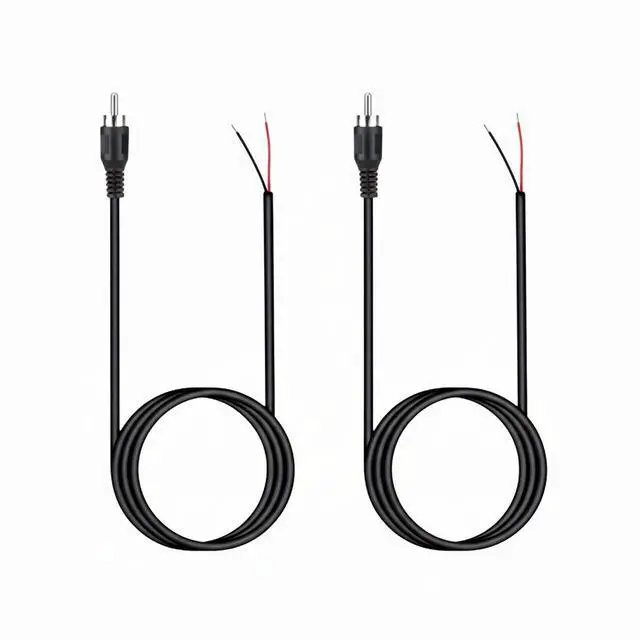 Main image of 2-Pack 10 FT RCA Male Plug to Bare Wire Audio Speaker Subwoofer HDTV Cable Cord