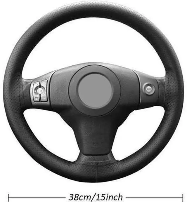 Alt view image 4 of 7 - Genuine Leather DIY Car Steering Wheel Cover Anti-slip For 15"/38 cm Black US