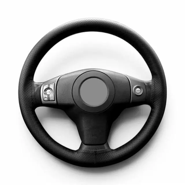 Main image of Genuine Leather DIY Car Steering Wheel Cover Anti-slip For 15"/38 cm Black US