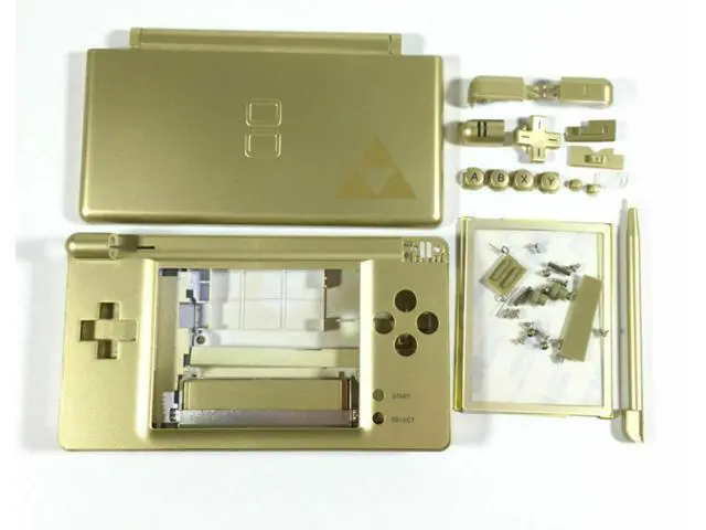 Alt view image 7 of 7 - Replacement Housing for Nintendo DS Lite Glass Lens Shell Gold Zelda Triforce