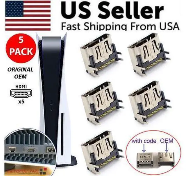 Alt view image 3 of 7 - 5 Pack OEM HDMI Port Connector Socket Replacement For Sony PlayStation 5 PS5 USA