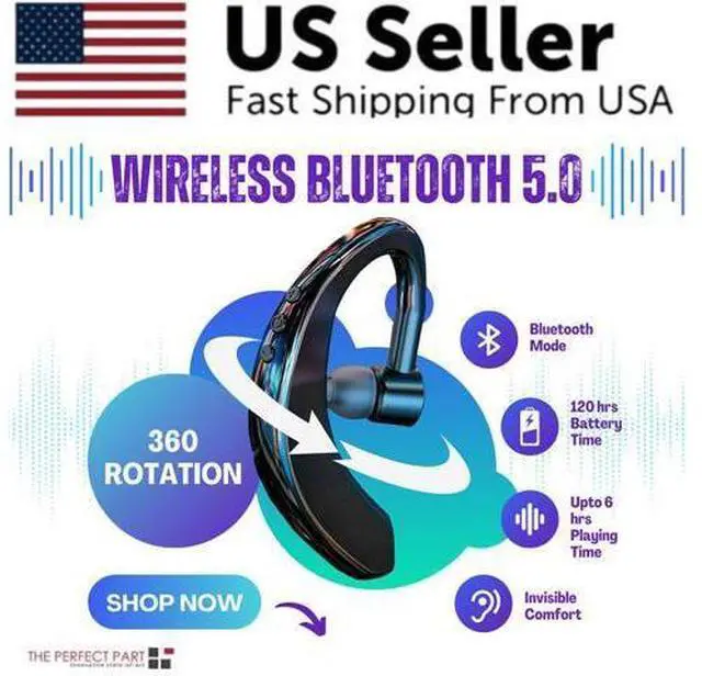Alt view image 4 of 7 - Wireless Bluetooth 5.0 Earpiece Headset Driving Trucker Earbuds Noise Cancelling