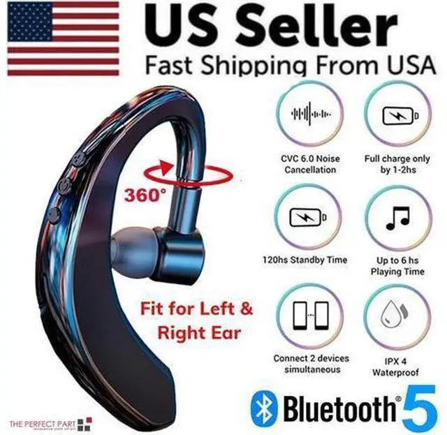 Alt view image 3 of 7 - Wireless Bluetooth 5.0 Earpiece Headset Driving Trucker Earbuds Noise Cancelling