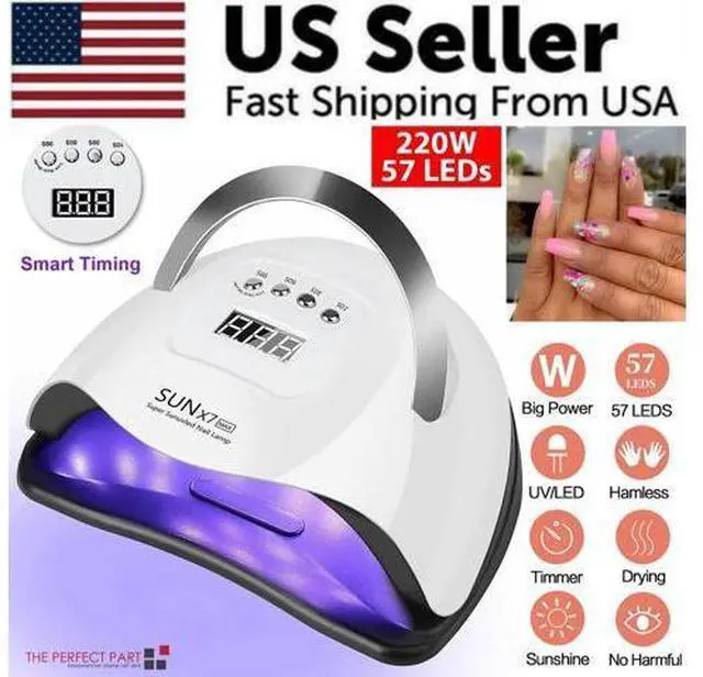 Alt view image 3 of 7 - 220W Nail Dryer LED Lamp UV Light Polish Gel Curing Machine Electric Manicure
