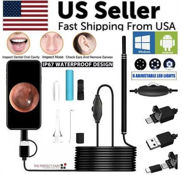 Alt view image 3 of 7 - LED Ear Endoscope HD Otoscope Ear Wax Cleaning Camera Tool Cleaner Removal Kit