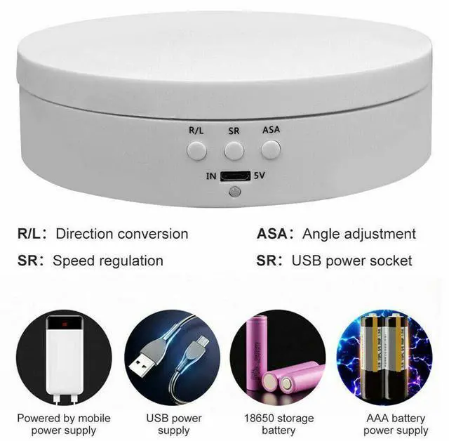 Alt view image 7 of 7 - 360° Electric Motorized Rotating Display Stand Jewelry Photography Show Holder - White