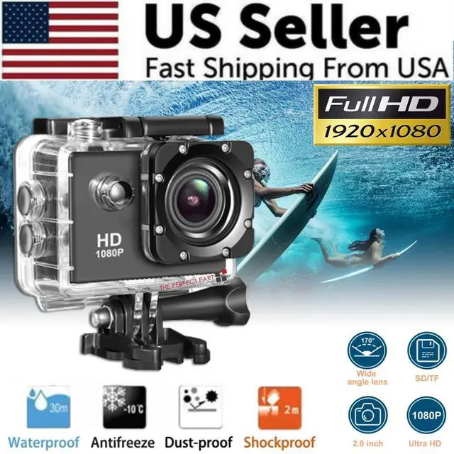 Alt view image 3 of 7 - HD Action Sport Waterproof Camera 20 MP Recorder HD 1080P Camcorder Video 170° - Black