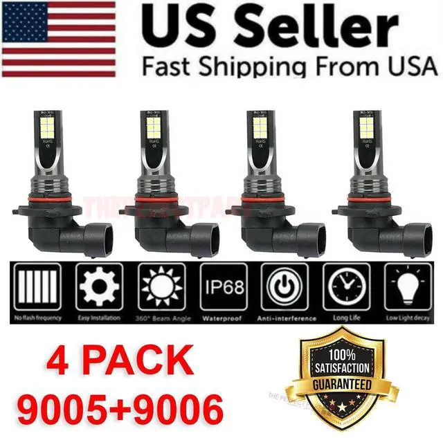 Alt view image 2 of 7 - 9005 9006 LED Headlights Kit Combo Bulbs 8000K High Low Beam Super White Bright