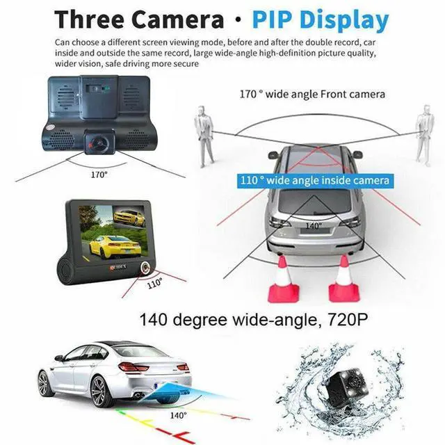 Alt view image 7 of 7 - 1080P 4" Dual Lens HD Car DVR Rearview Video Dash Cam Recorder Camera G-Sensor