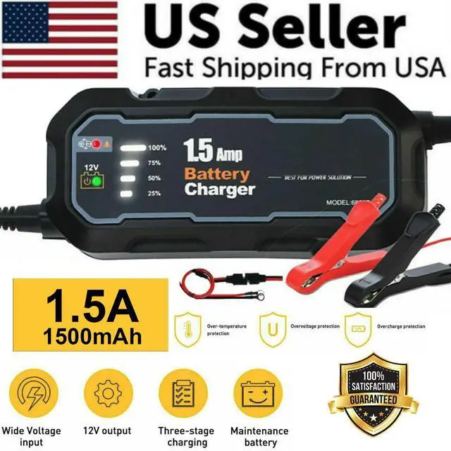 Alt view image 2 of 7 - 1500mAh Automatic Smart Battery Charger 12V Portable Car Auto Trickle Maintainer