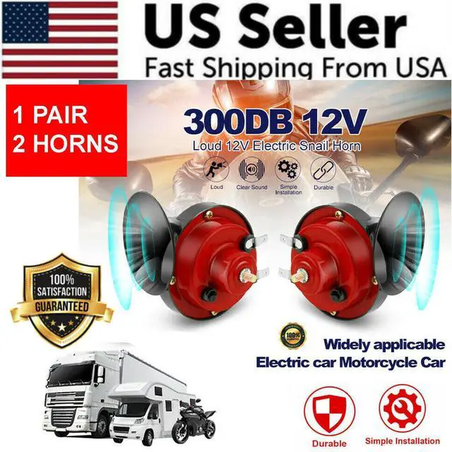 Alt view image 2 of 7 - 2PC 12V 300DB Super Loud Train Air Horn Waterproof Motorcycle Car Truck SUV Boat