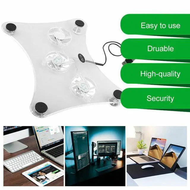 Alt view image 4 of 7 - 3 Fans USB Cooler Cooling Pad Stand LED Light Radiator For Laptop PC Notebook
