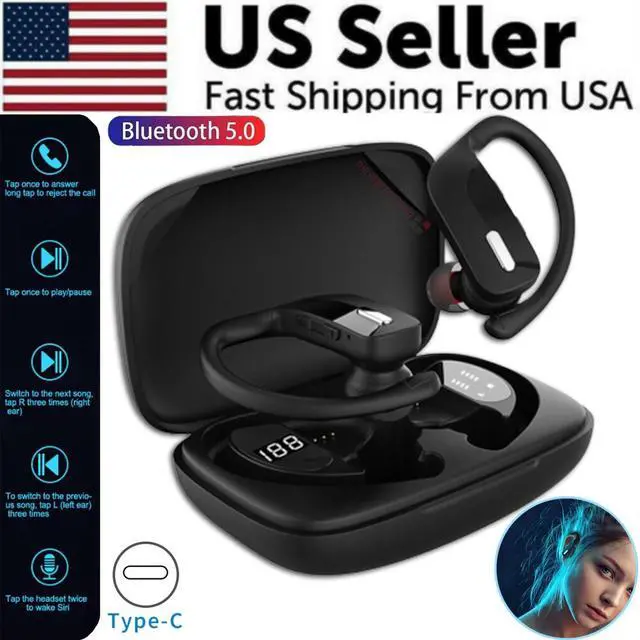 Alt view image 2 of 7 - Bluetooth Headset TWS 5.0 Wireless Earphones Earbuds Headphones Stereo Ear Hook