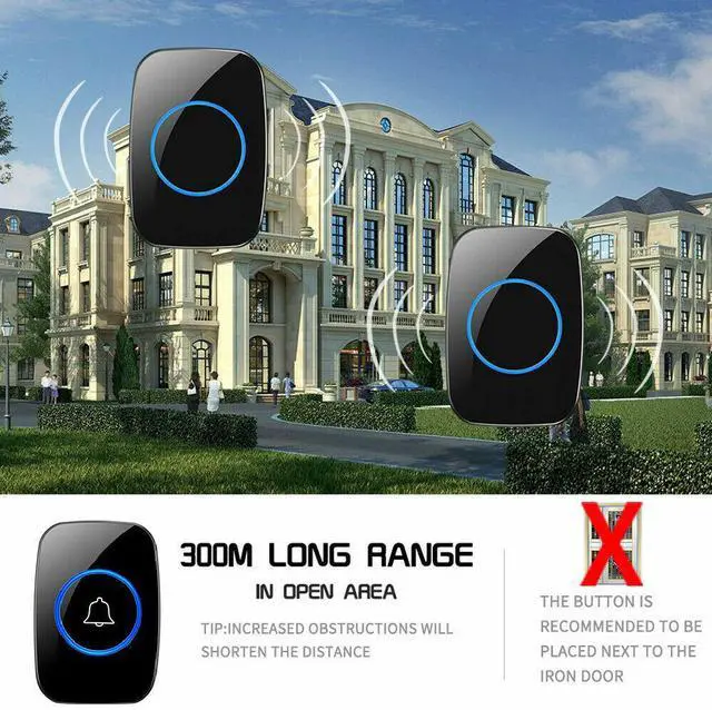 Alt view image 3 of 7 - Wireless Doorbell Chime Waterproof Plugin Receiver Adjustable Volume 1000FT Kit