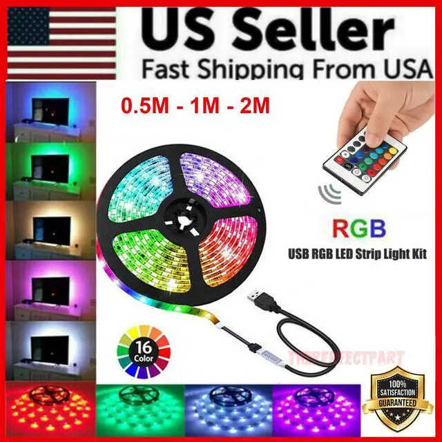 Alt view image 3 of 7 - 5V USB LED Strip Lights TV Back Light 5050 RGB Colour Changing with 24Key Remote - 2M
