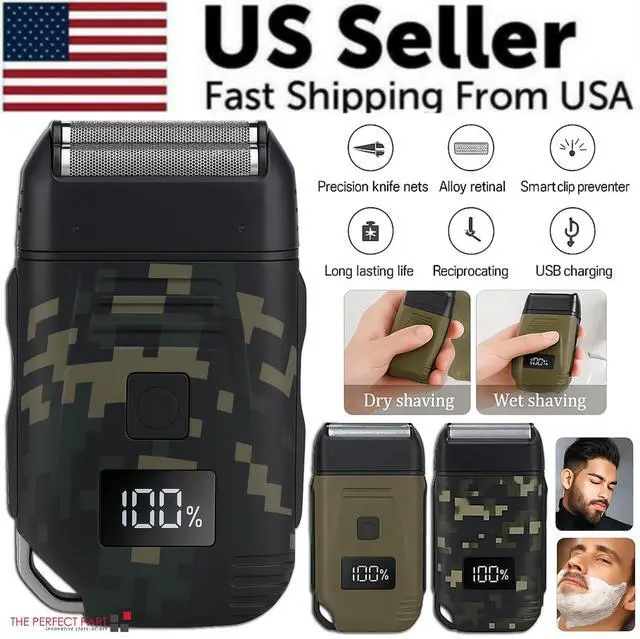 Alt view image 2 of 7 - Mens USB Electric Shaver Trimmer Razor Rechargeable Hair Beard Shaving Machine - Camo