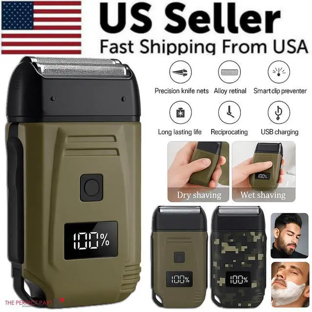Alt view image 2 of 7 - Mens USB Electric Shaver Trimmer Razor Rechargeable Hair Beard Shaving Machine - Green