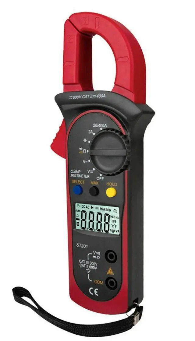 Main image of Digital Multimeter Tester AC DC Volt Ohm Amp Clamp Meter Auto Range LCD Handheld - Red