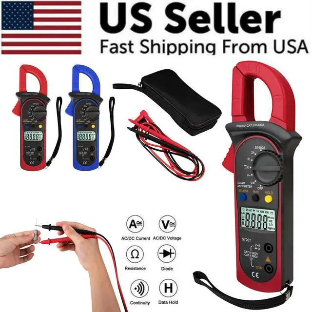 Alt view image 3 of 7 - Digital Multimeter Tester AC DC Volt Ohm Amp Clamp Meter Auto Range LCD Handheld - Red