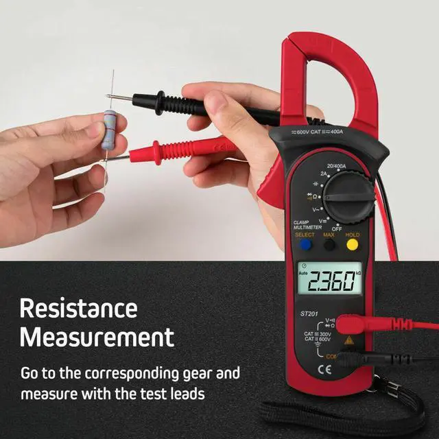 Alt view image 6 of 7 - Digital Multimeter Tester AC DC Volt Ohm Amp Clamp Meter Auto Range LCD Handheld - Red