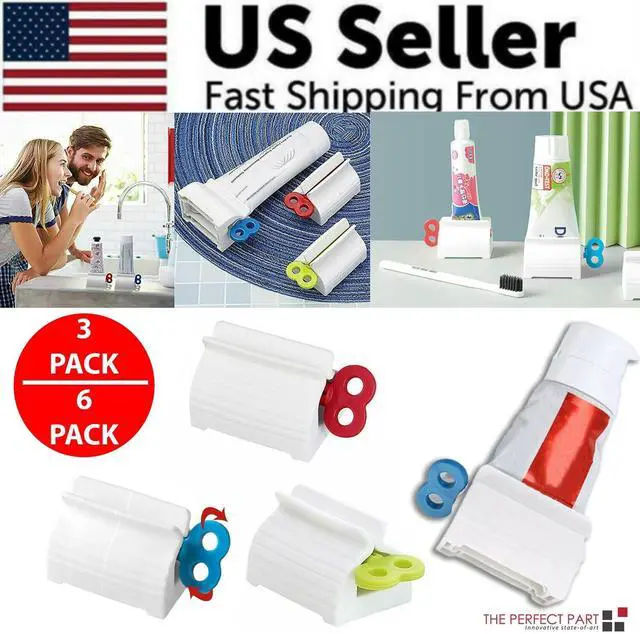 Alt view image 2 of 7 - 6x Toothpaste Squeezer Bathroom Tube Easy Stand Dispenser Rolling Holder Seat - 3 Pack