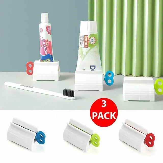 Alt view image 7 of 7 - 6x Toothpaste Squeezer Bathroom Tube Easy Stand Dispenser Rolling Holder Seat - 3 Pack