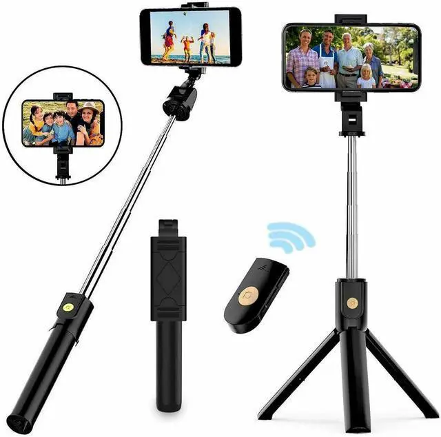 Main image of Selfie Stick Tripod Remote Desktop Stand Cell Phone Holder For iPhone Samsung US - Black