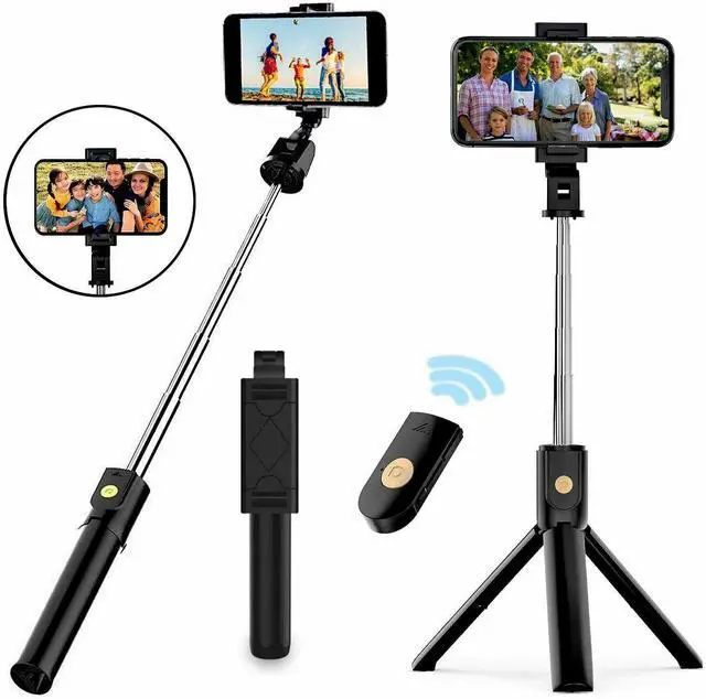 Alt view image 2 of 7 - Selfie Stick Tripod Remote Desktop Stand Cell Phone Holder For iPhone Samsung US - Black