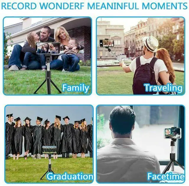 Alt view image 7 of 7 - Selfie Stick Tripod Remote Desktop Stand Cell Phone Holder For iPhone Samsung US - Black