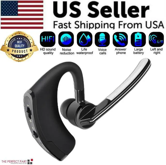 Alt view image 2 of 7 - Bluetooth Earpiece Wireless Headset Noise Cancelling Headphones Driver Trucker - Silver