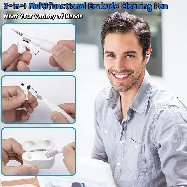 Alt view image 4 of 7 - Cleaning Pen For Airpods Pro 1 2 Earphones Cleaner Kit Soft Brush Case Earbuds - White