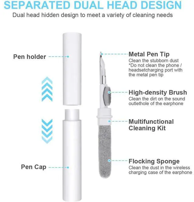 Alt view image 5 of 7 - Cleaning Pen For Airpods Pro 1 2 Earphones Cleaner Kit Soft Brush Case Earbuds - White
