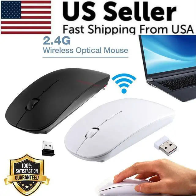 Alt view image 3 of 7 - 2.4GHz USB Wireless Optical Mouse Mice For Apple Mac Macbook Pro Air PC - White