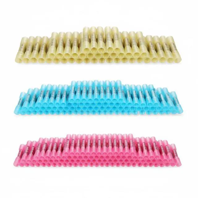 Main image of 200/100PCS Heat Shrink Butt Wire Splice Connectors Seal Crimp Terminals USA - 200PCS WITH BOX