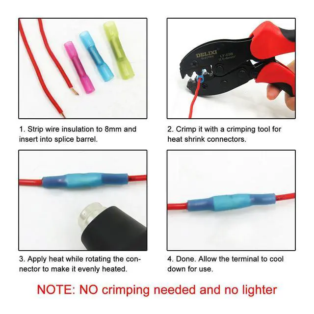 Alt view image 4 of 7 - 200/100PCS Heat Shrink Butt Wire Splice Connectors Seal Crimp Terminals USA - 100PCS