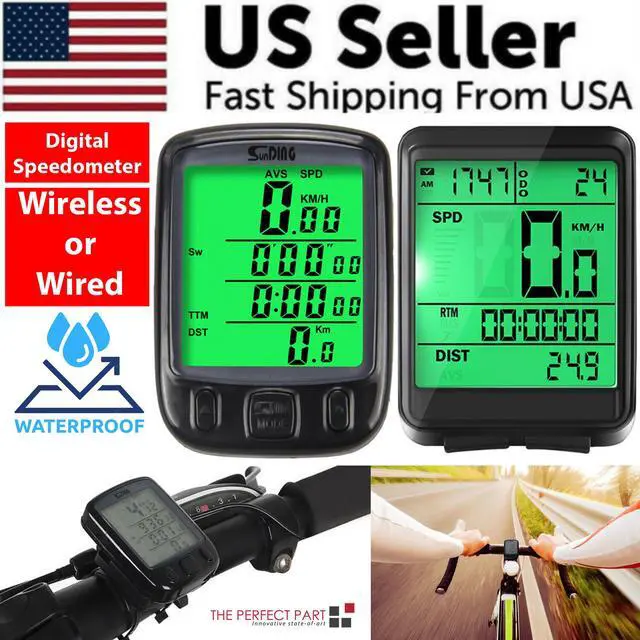 Alt view image 3 of 7 - Bike Bicycle Speedometer Cycle Digital Odometer Computer Waterproof LCD Wireless - Wired