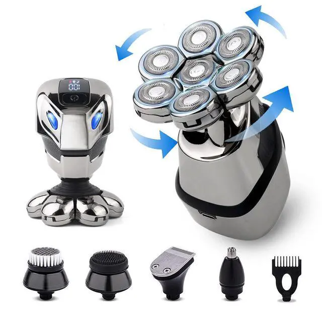 Alt view image 4 of 7 - 7D Cordless Shaver Hair Trimmer Mens 5-In-1 Electric Head Shaver Razor Men Wet - Shaver Only