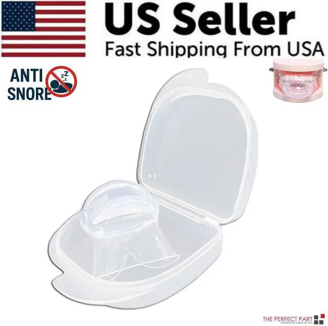 Main image of Anti Snoring Sleep Aid Device Silicone Tongue Mouthpiece Snore Stopper With Case - Clear