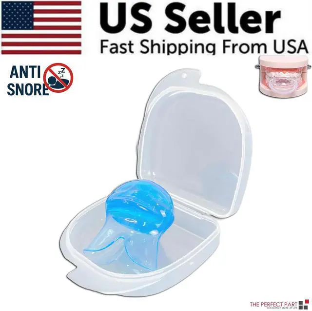 Main image of Anti Snoring Sleep Aid Device Silicone Tongue Mouthpiece Snore Stopper With Case - Blue
