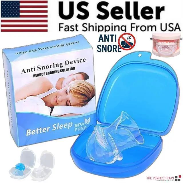 Alt view image 2 of 7 - Anti Snoring Sleep Aid Device Silicone Tongue Mouthpiece Snore Stopper With Case - Blue