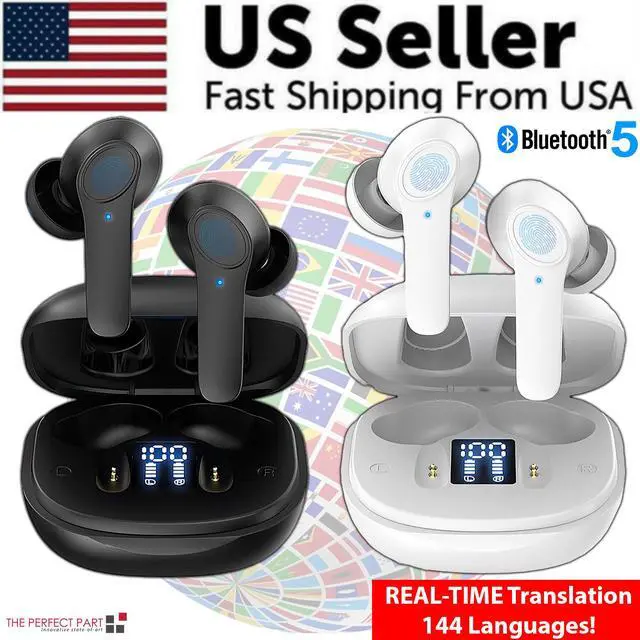 Alt view image 3 of 7 - Translator Earbuds 144 Languages Real Time Online OffLine Translation Earphones - Black