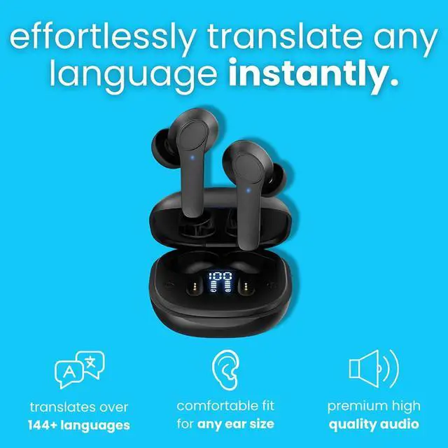 Alt view image 6 of 7 - Translator Earbuds 144 Languages Real Time Online OffLine Translation Earphones - Black