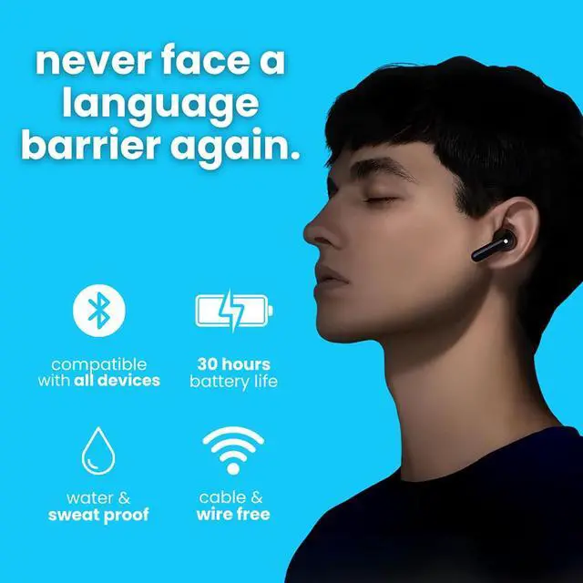 Alt view image 7 of 7 - Translator Earbuds 144 Languages Real Time Online OffLine Translation Earphones - Black
