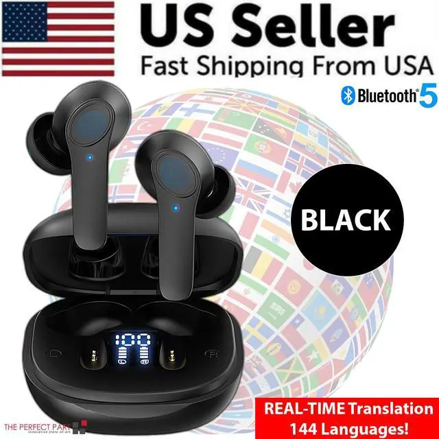 Alt view image 2 of 7 - Translator Earbuds 144 Languages Real Time Online OffLine Translation Earphones - Black